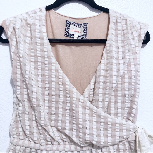 Anthropologie Deletta | peplum laced wrap top - Picture 6 of 8